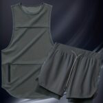 2pcs Men'S Casual Sports Suit, Outdoor Running Fitness Vest And Running Basketball Short Shorts Set