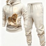 Men's 2pcs Outfits Print Drawstring Hoodie And Jogger Pants Set, Casual Streetwear Tracksuit with Pocket for Daily Wear
